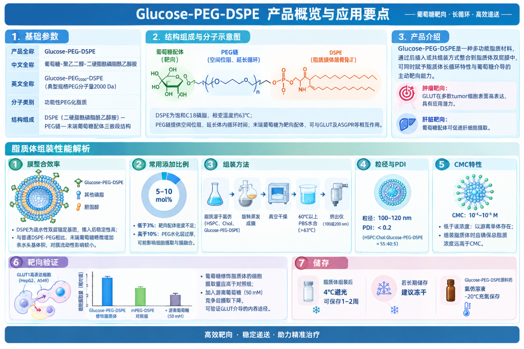 Glucose-PEG-DSPE，葡萄糖-聚乙二醇-磷脂，脂质体组装性能解析