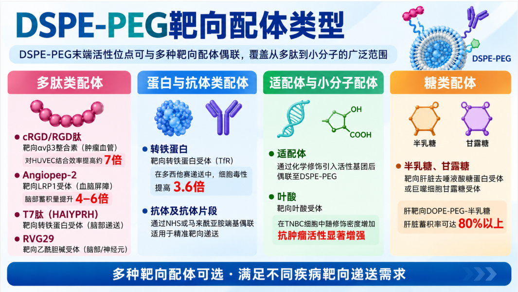 靶向配体偶联DSPE-PEG磷脂材料定制｜多肽、蛋白、适配体功能化修饰