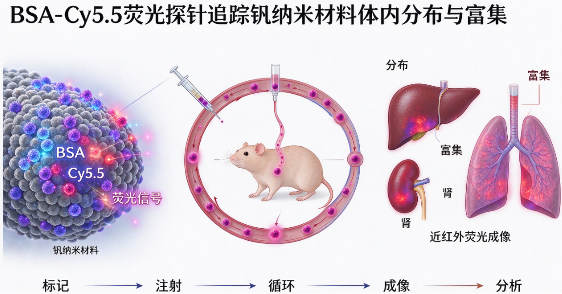 BSA-Cy5.5用作荧光探针，追踪钒纳米材料体内分布与富集情况
