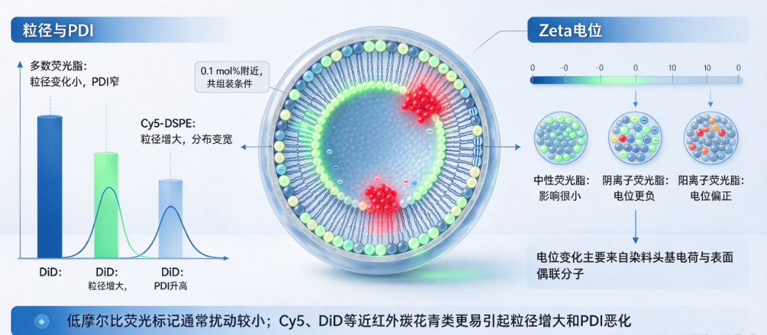 荧光标记操作过程对脂质体粒径、电位理化属性的影响特征